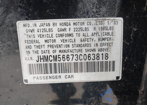 2003 Honda Accord 2.4 Ex z USA, uszkodzony, nr VIN JHMCM56673C063818